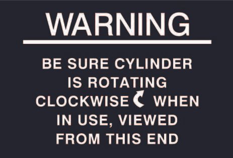Rotation warning label