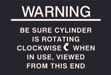 Rotation warning label