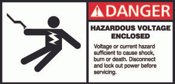 Hazardous voltage danger decal