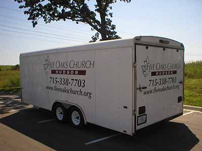 Large trailer vinyl lettering, graphics, and decals